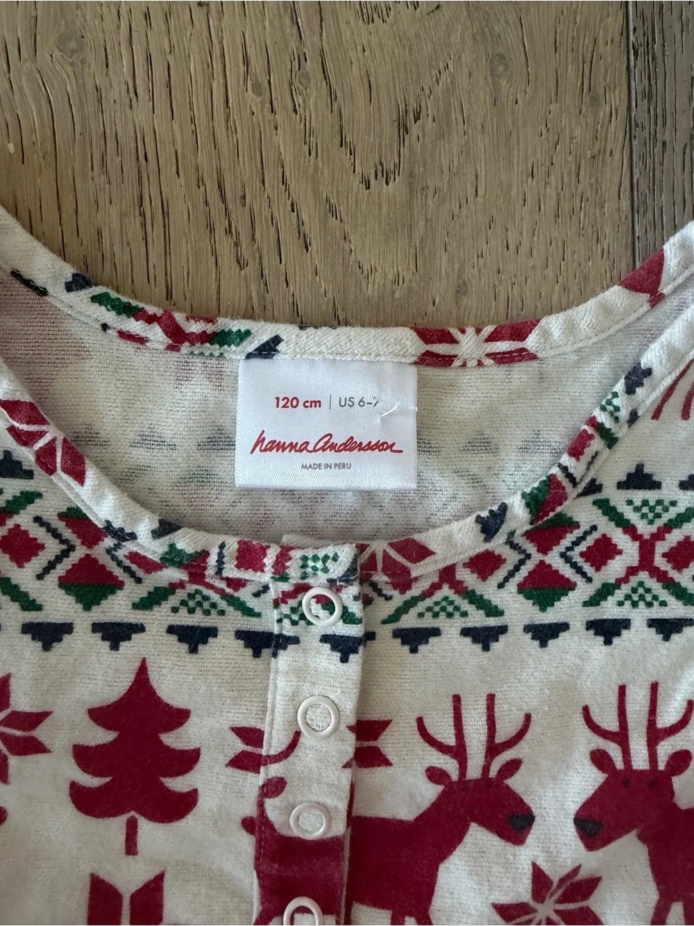 Hanna Anderson Festive Red & Cream Holiday Reindeer Dress 6/7 years